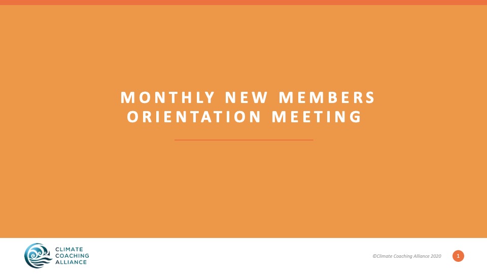 New Members Orientation Meeting