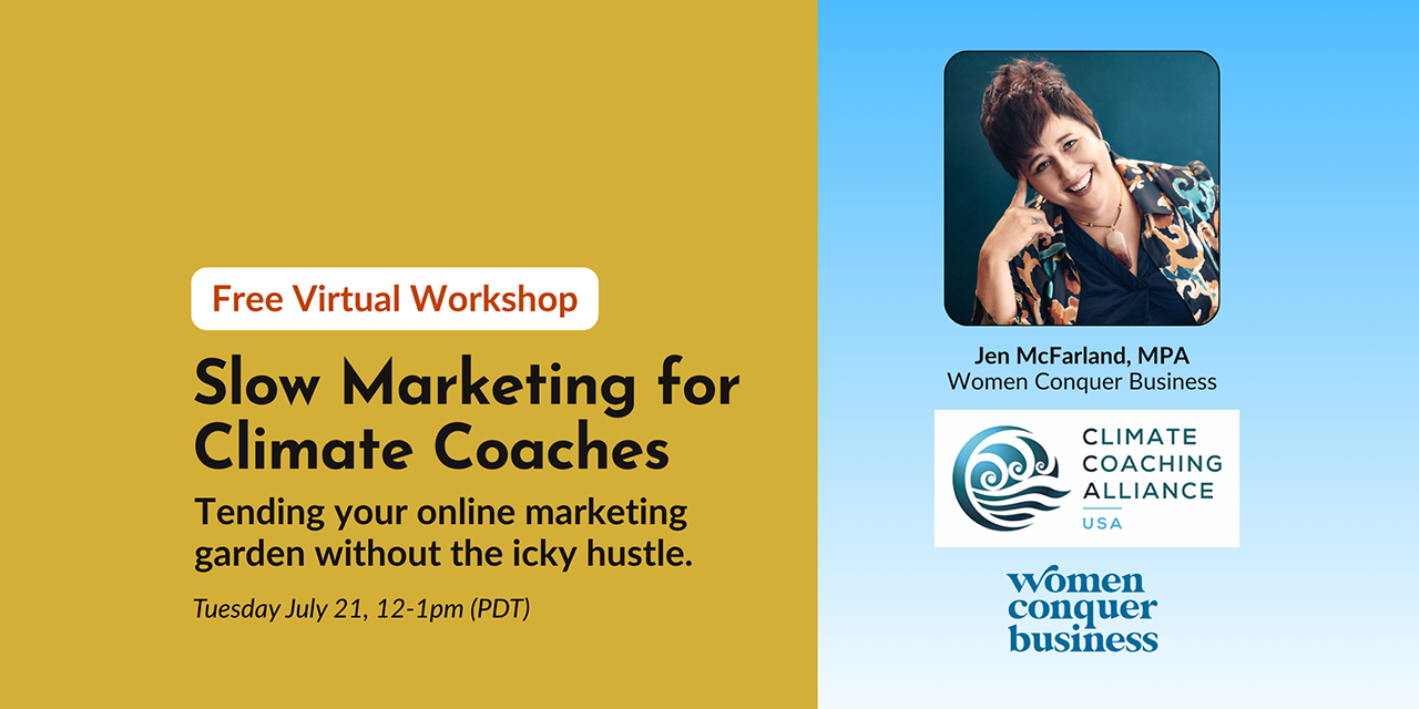 CCA-USA Member Meeting – Slow Marketing for Climate Coaches